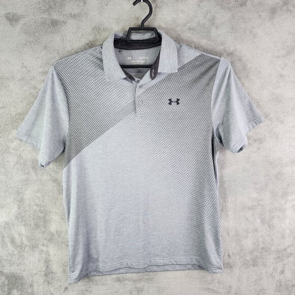 Mens Gray Under Armour The Playoff Polo Shirt Short Sleeve Size L - Picture 2 of 10